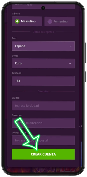 Finalización register Malina Casino